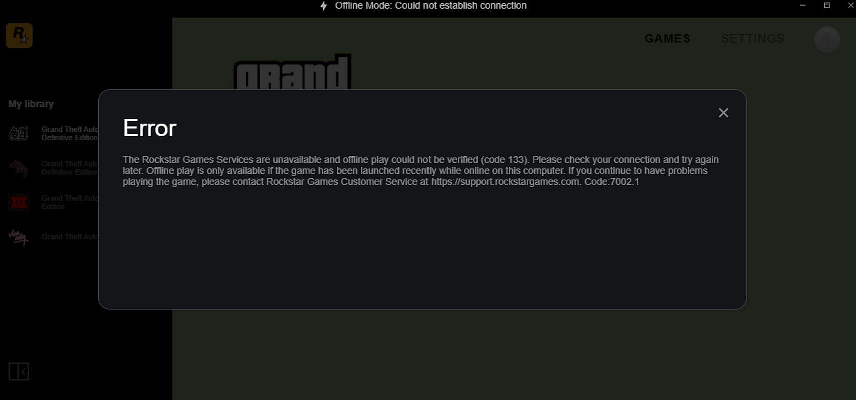 rockstar game launcher offline mode fix 6000.87