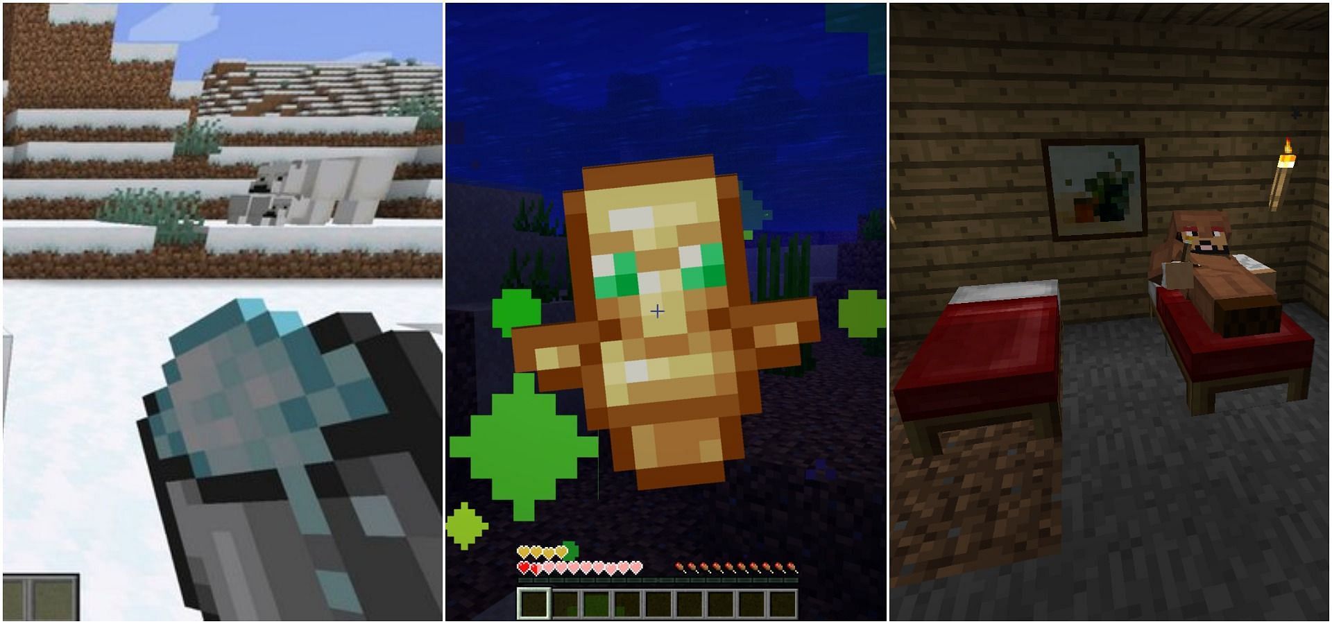 Powder snow, Totem of Undying, Beds (Image via Minecraft)