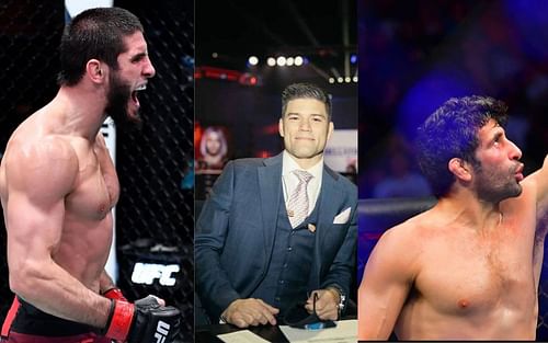 Islam Makhachev (left), Josh Thomson (centre), Beneil Dariush (right) [Credits: @espnmma, @beneildariush via Instagram]