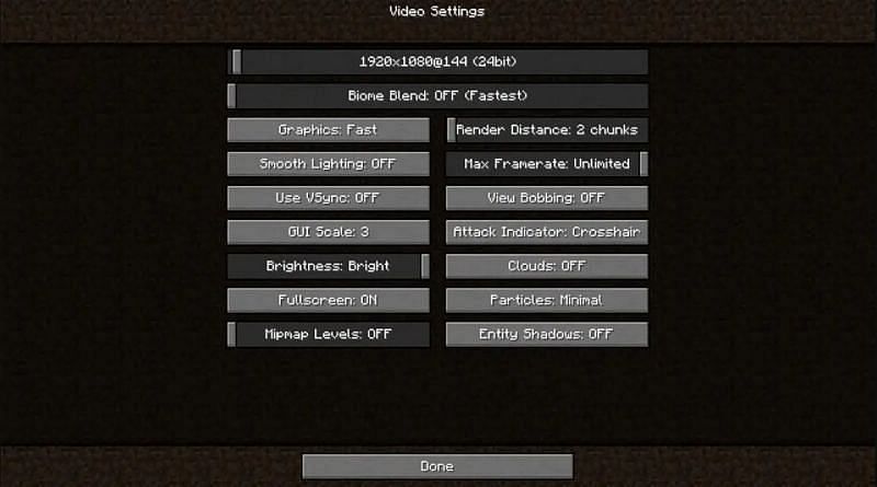 Basic video settings in Minecraft (Image via Minecraft)