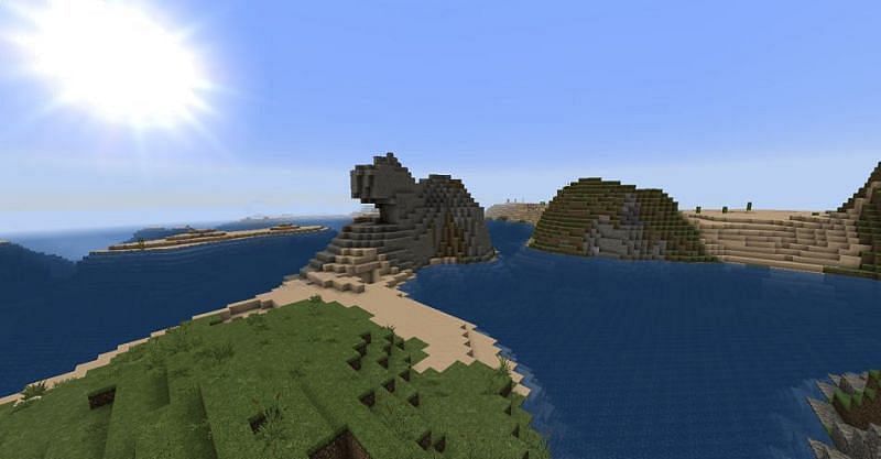 The interesting rock formation and inspire an Egypt-themed build (Image via Minecraft)