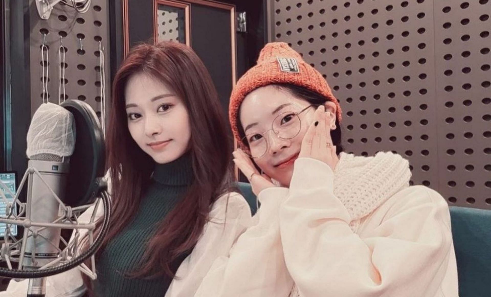 TWICE&#039;s Tzuyu and Dahyun at the KBS Cool FM (Image via @twicetagram/Instagram)