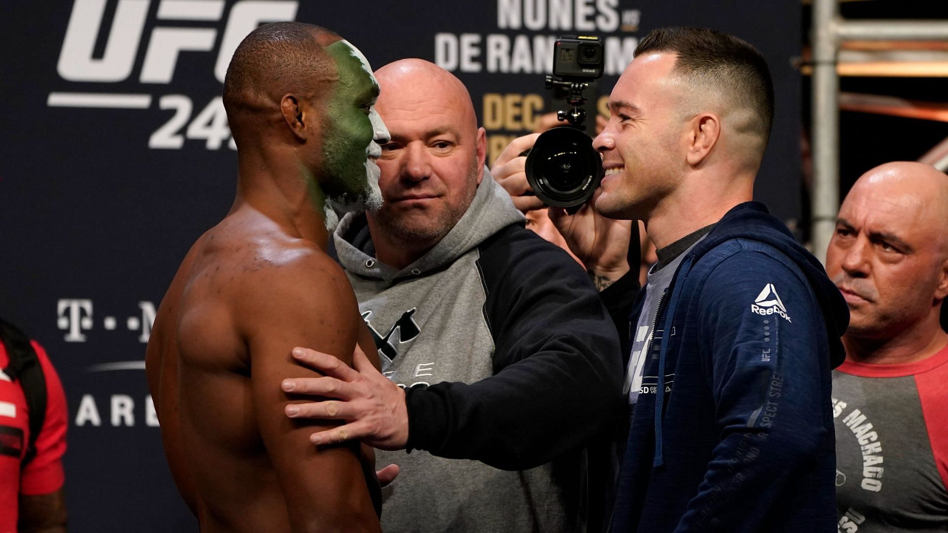 Colby Covington faces off with Kamaru Usman [Photo via @btsportufc on Twitter]