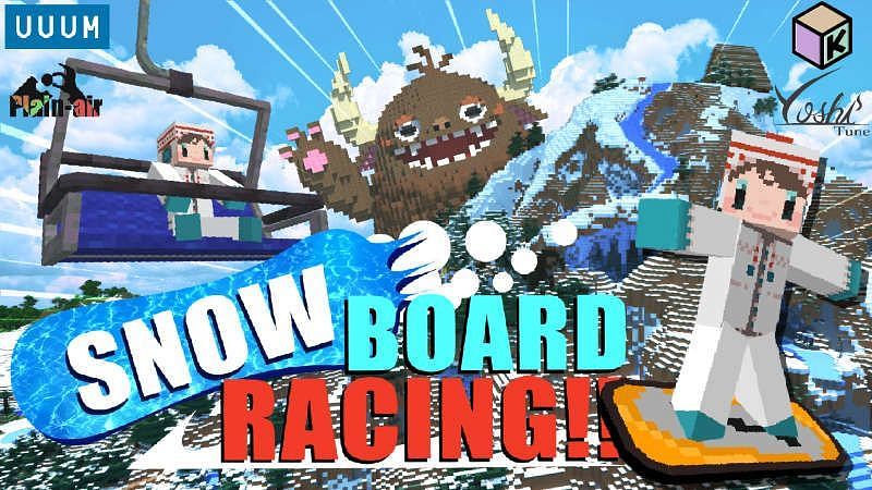 Snowboard Racing is an exciting racing game mode (Image via Minecraft)