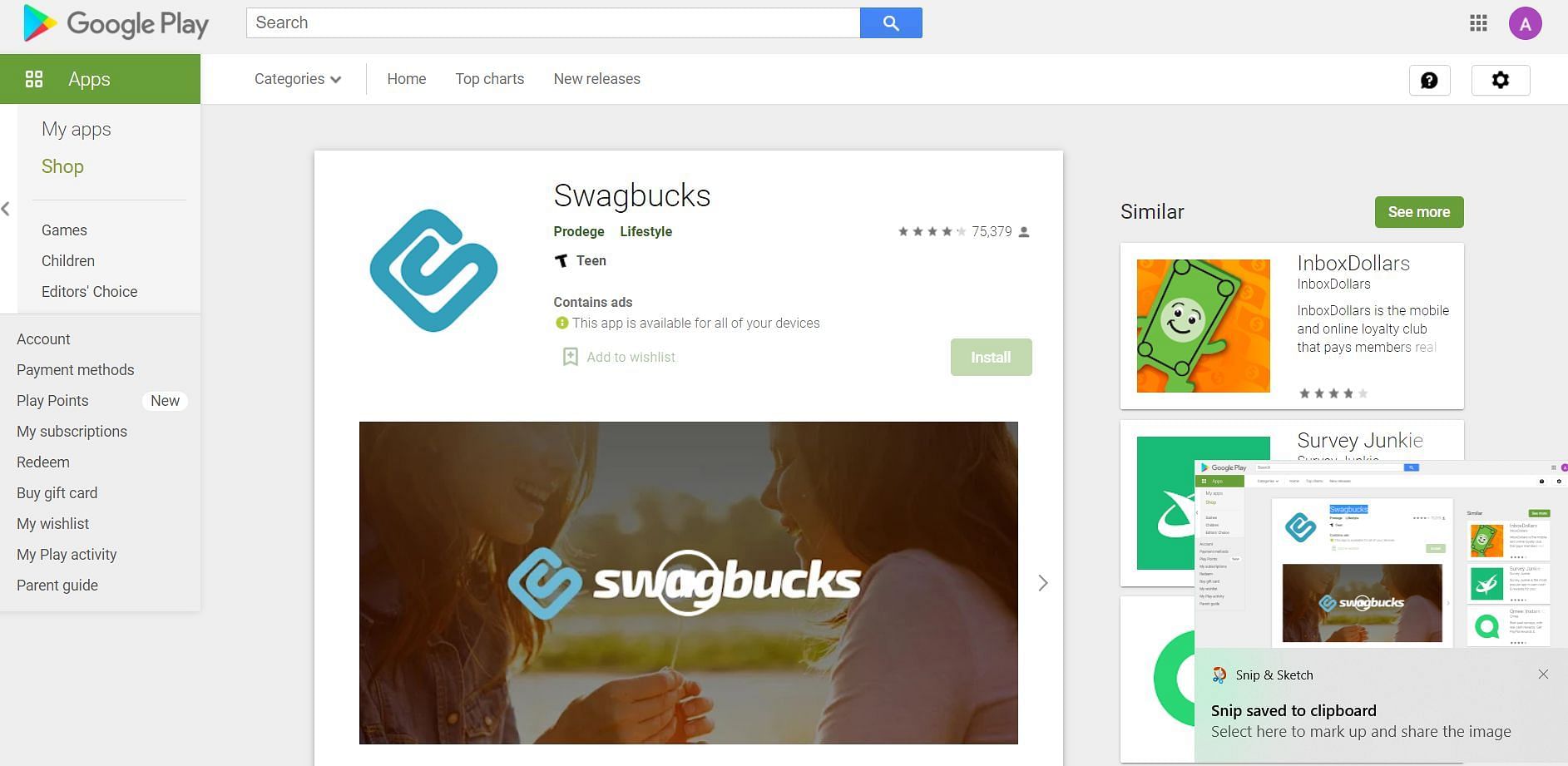 Swagbucks (Image via Google Play)