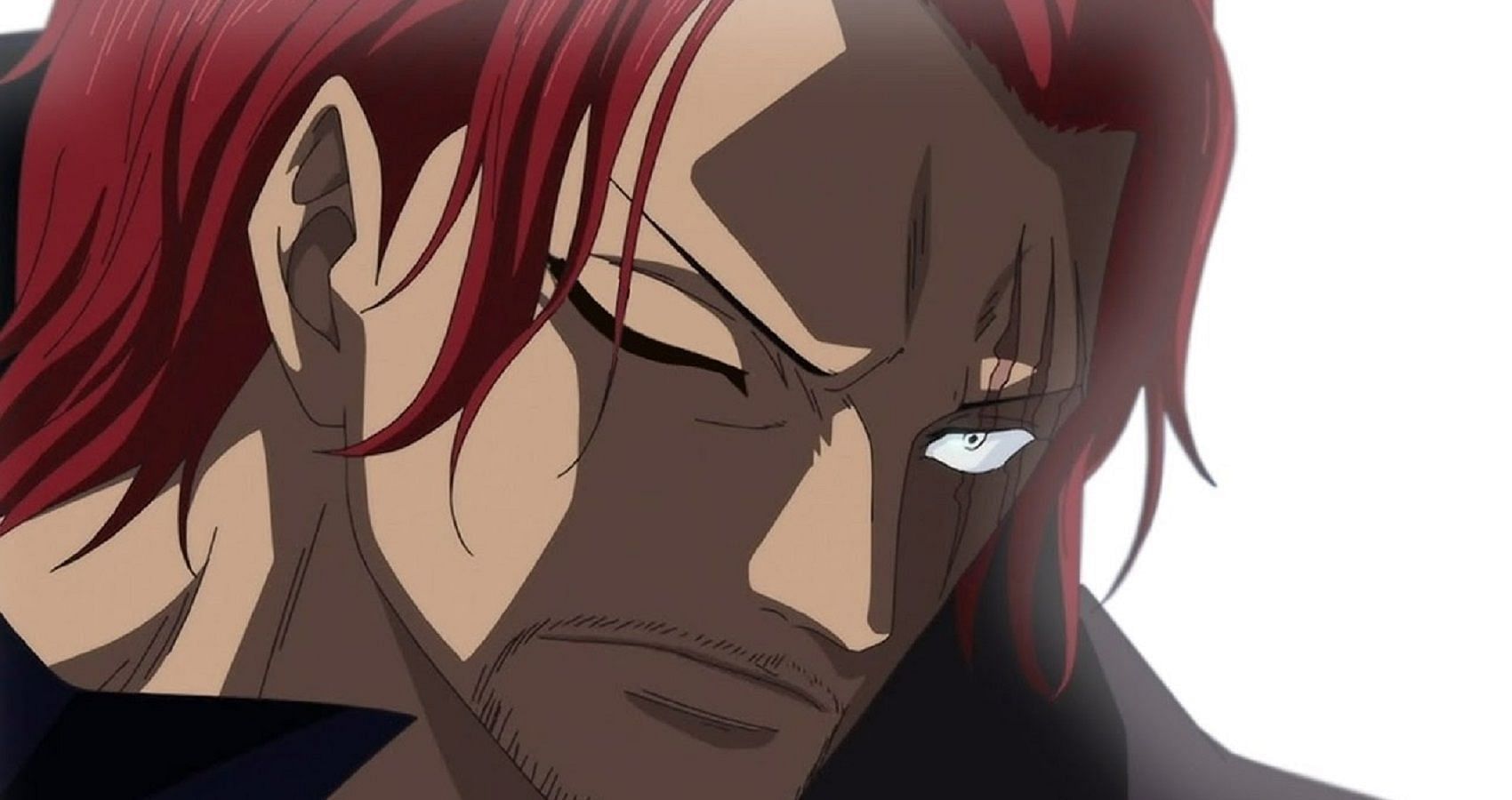 Red Haired Shanks, presumed protagonist of the new One Piece Red movie, seen here with a scowl on his face (Image via Toei Animation)