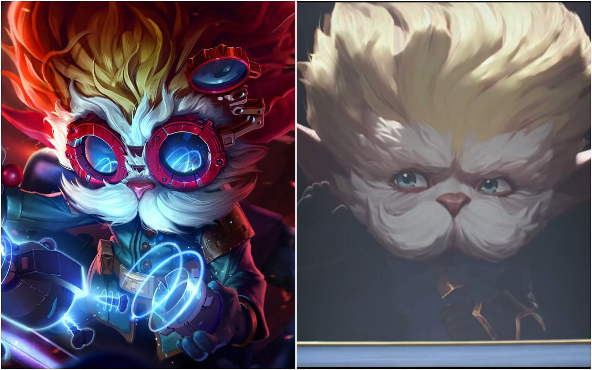 Heimerdinger in Leaguer of Legends (left) and Heimerdinger in Arcane Act I (right) (Image via League of Legends)