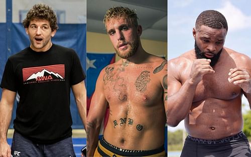 Ben Askren (left), Jake Paul (middle), Tyron Woodley (right) [Images courtesy: @benaskren, @jakepaul, and @twooodley]