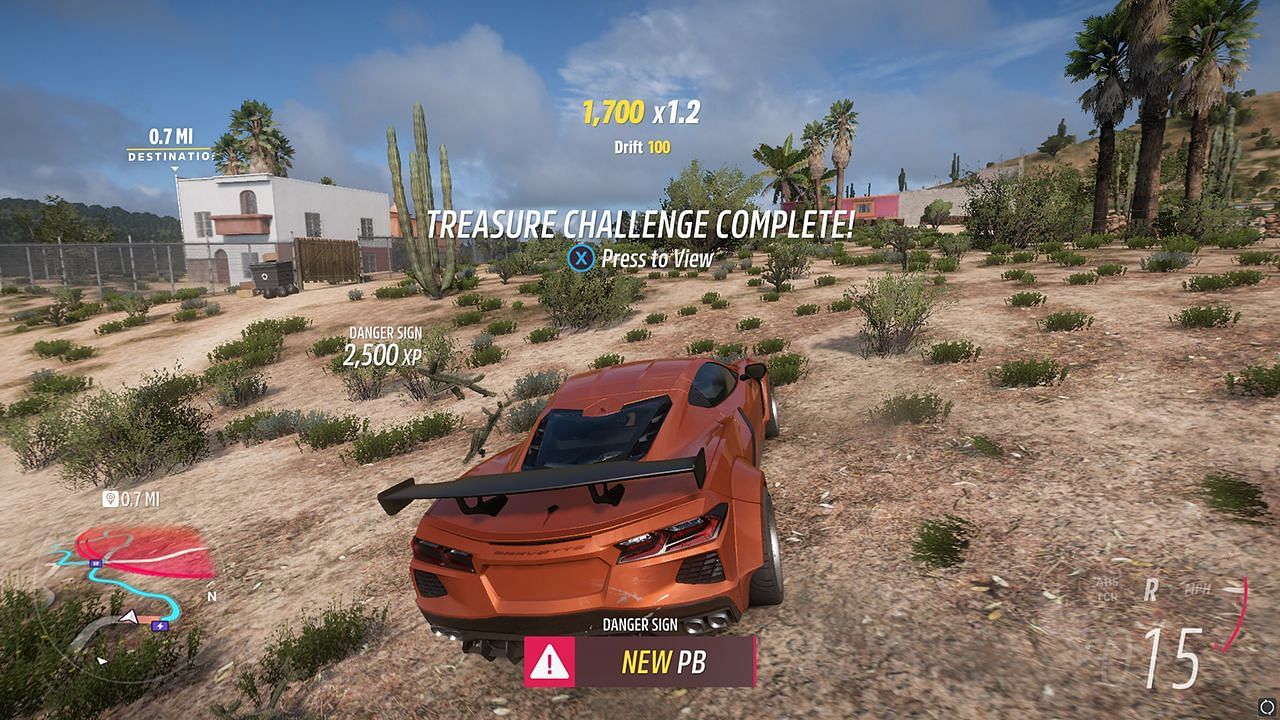 Getting two stars after the jump (Screenshot via Forza Horizon 5)