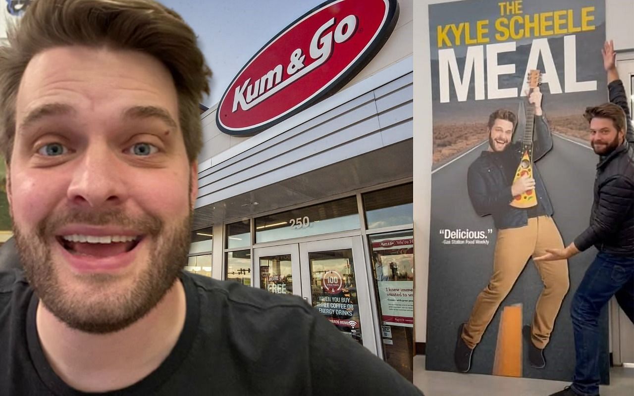 TikToker&rsquo;s&lsquo;Scheele Meale&rsquo; wins the internet (Image via Kyle Scheele/YouTube, TikTok and Kum &amp; Go)