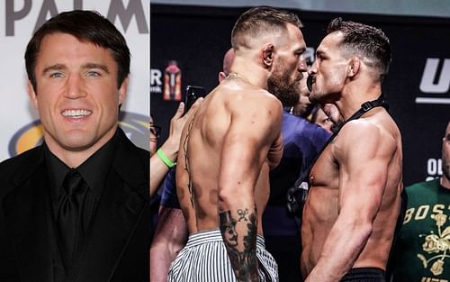 Chael Sonnen (left) explains why Michael Chandler calling out Conor McGregor made sense [Right photo via @MikeChandlerMMA on Twiter]