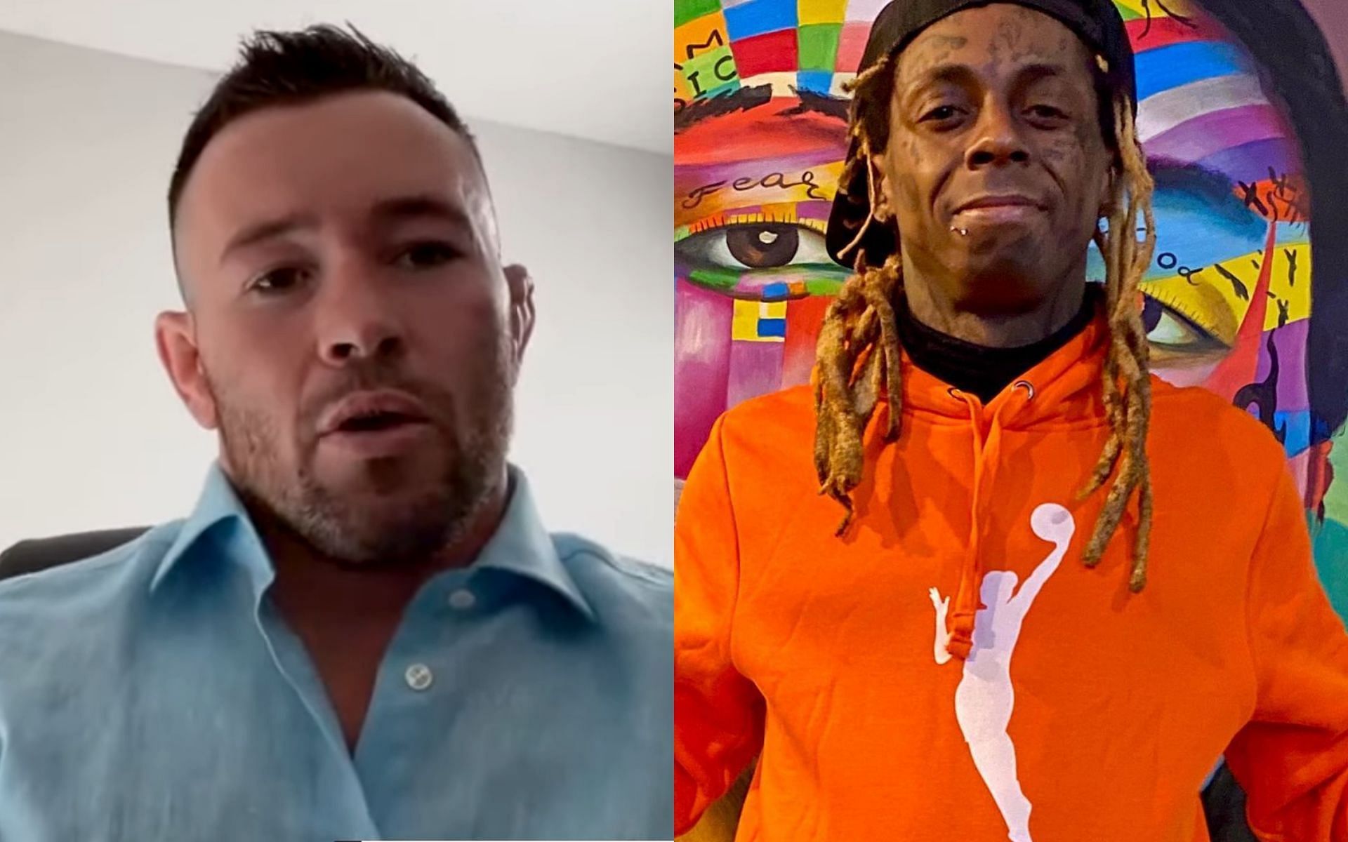 Colby Covington (left) via. Youtube/SubmissionRadio; Lil&#039; Wayne (right) via Instagram/liltunechi