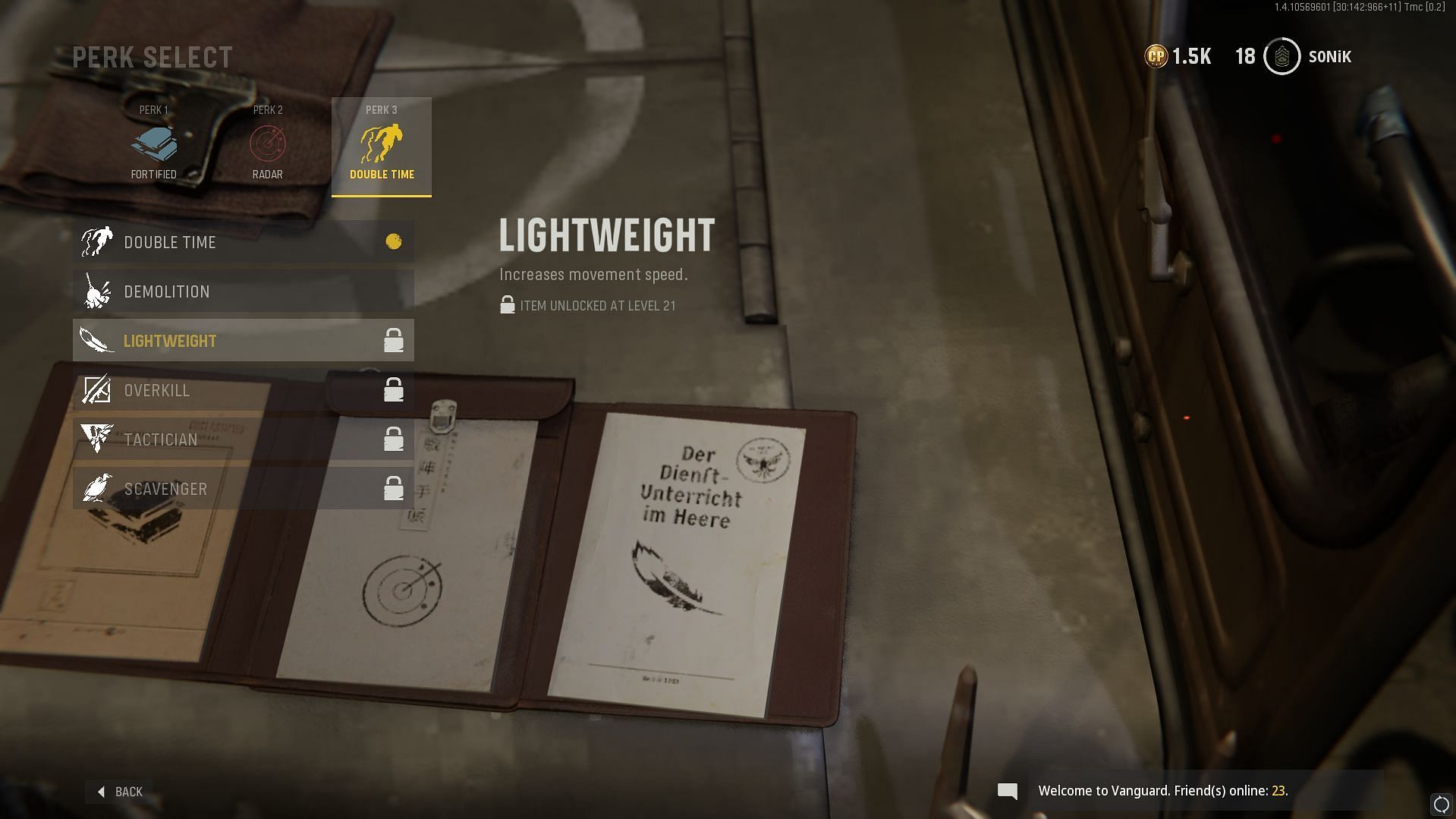 Lightweight Perk significantly increases movement speed (Screenshot via Call of Duty: Vanguard)