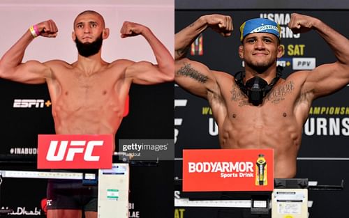 UFC welterweight contenders Khamzat Chimaev (left) and Gilbert Burns (right)