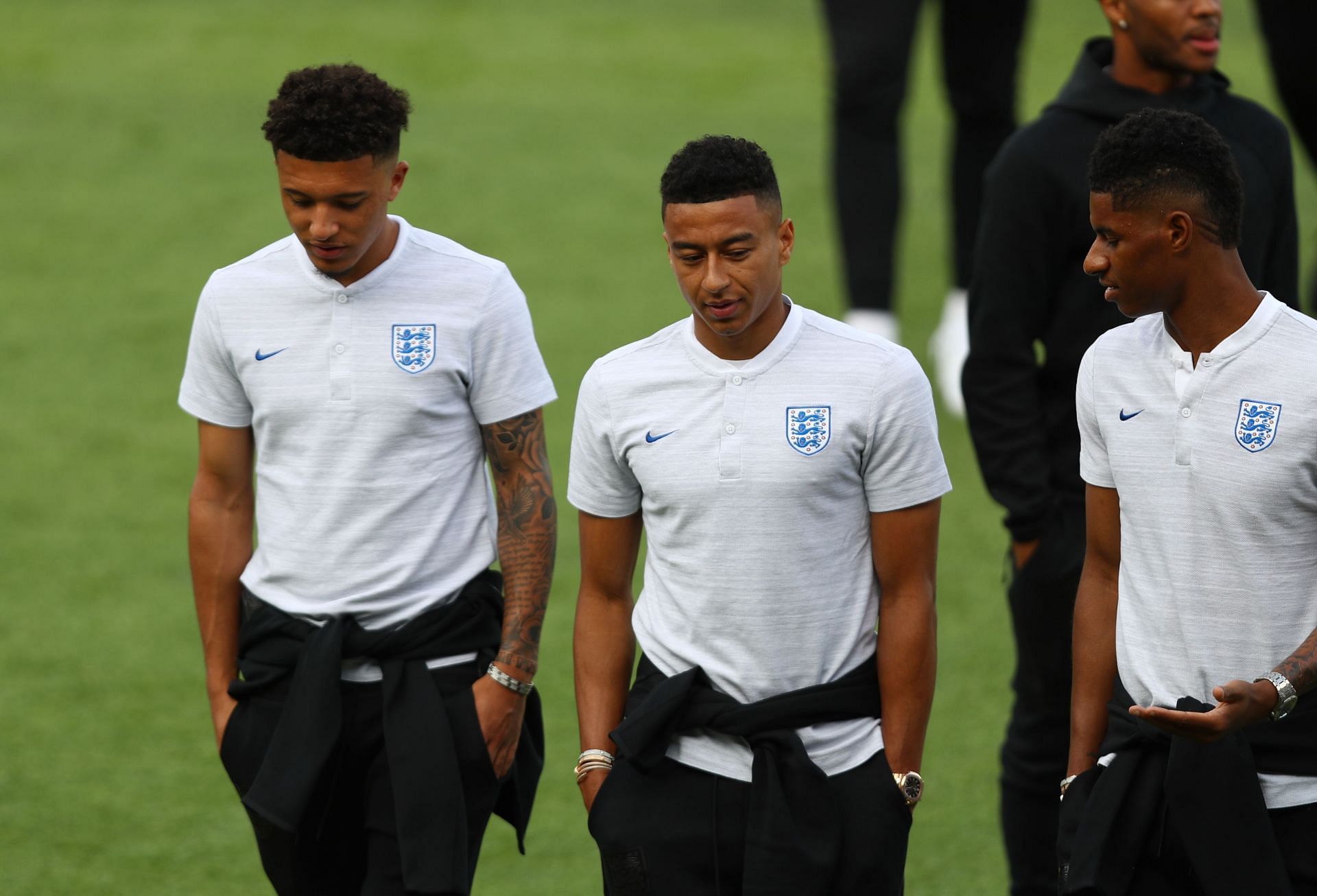 Manchester United&#039;s Sancho, Jesse Lingard, and Rashford