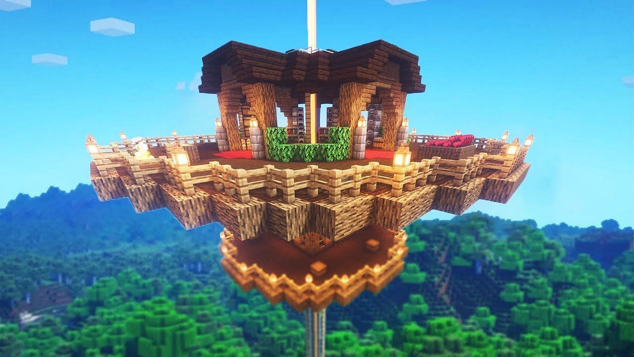 A double storey sky base in Minecraft (Image via Mr. Minecraft on YouTube)
