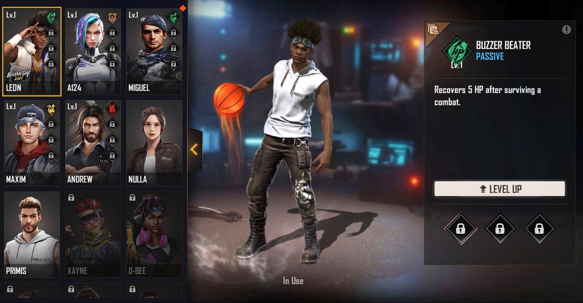 Players can equip Leon from the character section (Image via Free Fire)