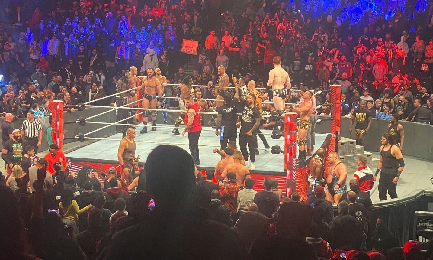 A seven-on-seven lumberjack match took place after RAW went off the air