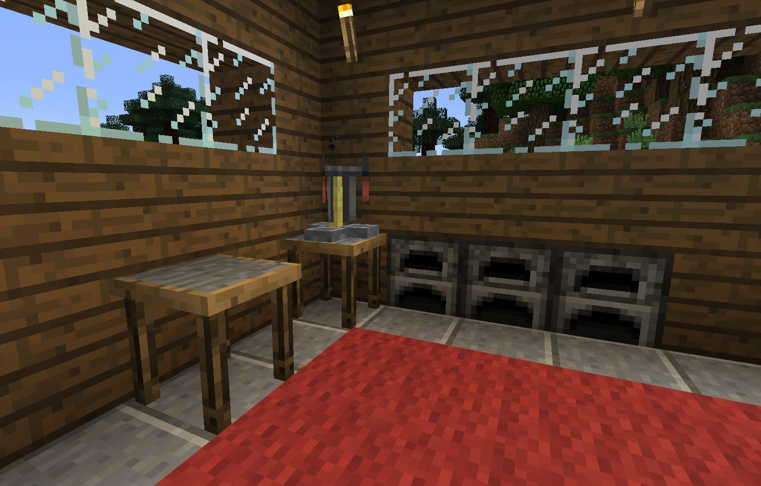 Tables made using Chisel and Bits mod (Image via Mojang/CurseForge)