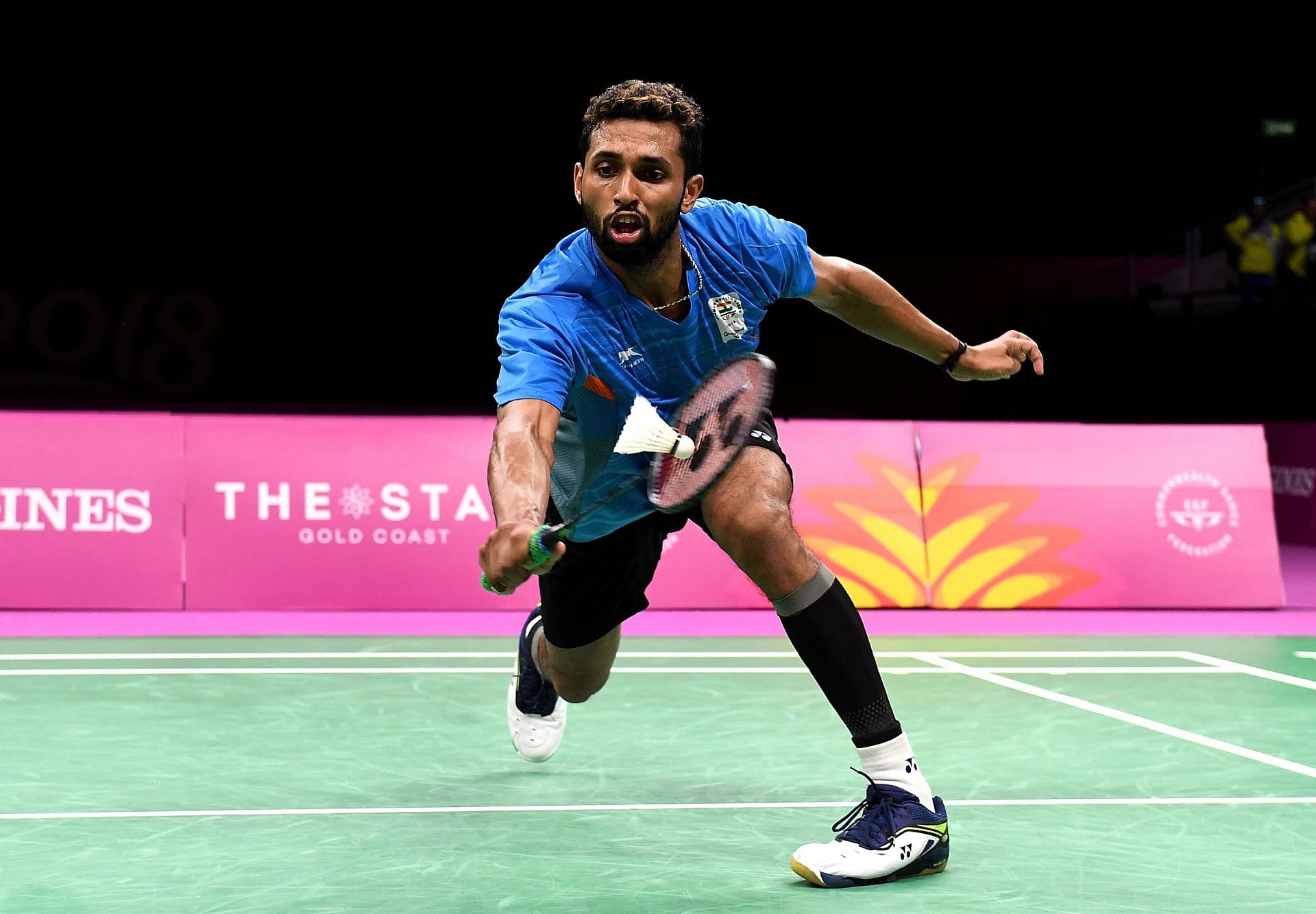 HS Prannoy in action at the 2018 Commonwealth Games