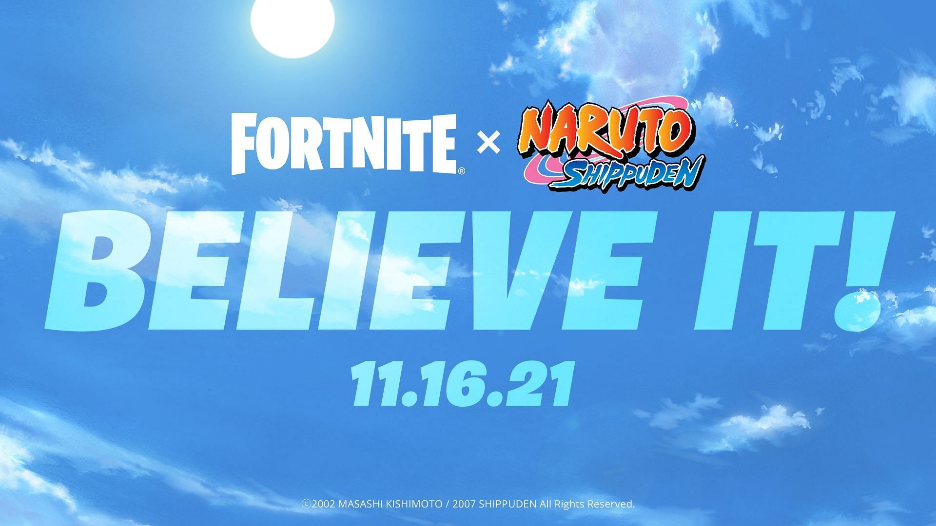 The promotional image announcing Naruto&#039;s arrival to Fortnite, as shared via the official Fortnite Twitter account (Image via Epic Games)