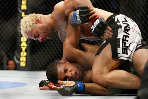 UFC 113: Paul Daley tries to defend against Josh Koscheck's ground-and-pound