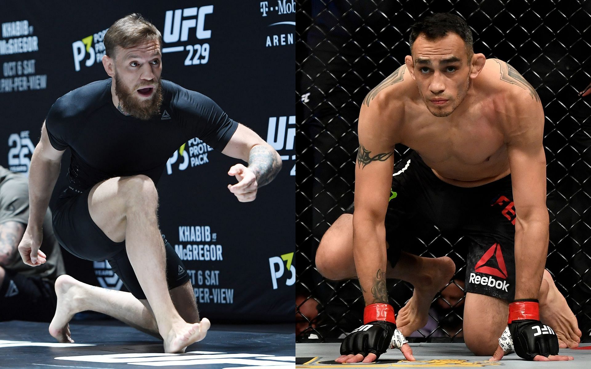 UFC lightweight contenders Conor McGregor (left) and Tony Ferguson (right)