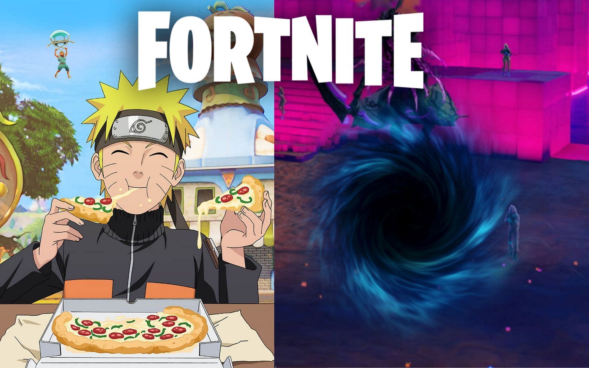 Naruto and Black Hole in Fortnite update v18.40 (Image via Sportskeeda)