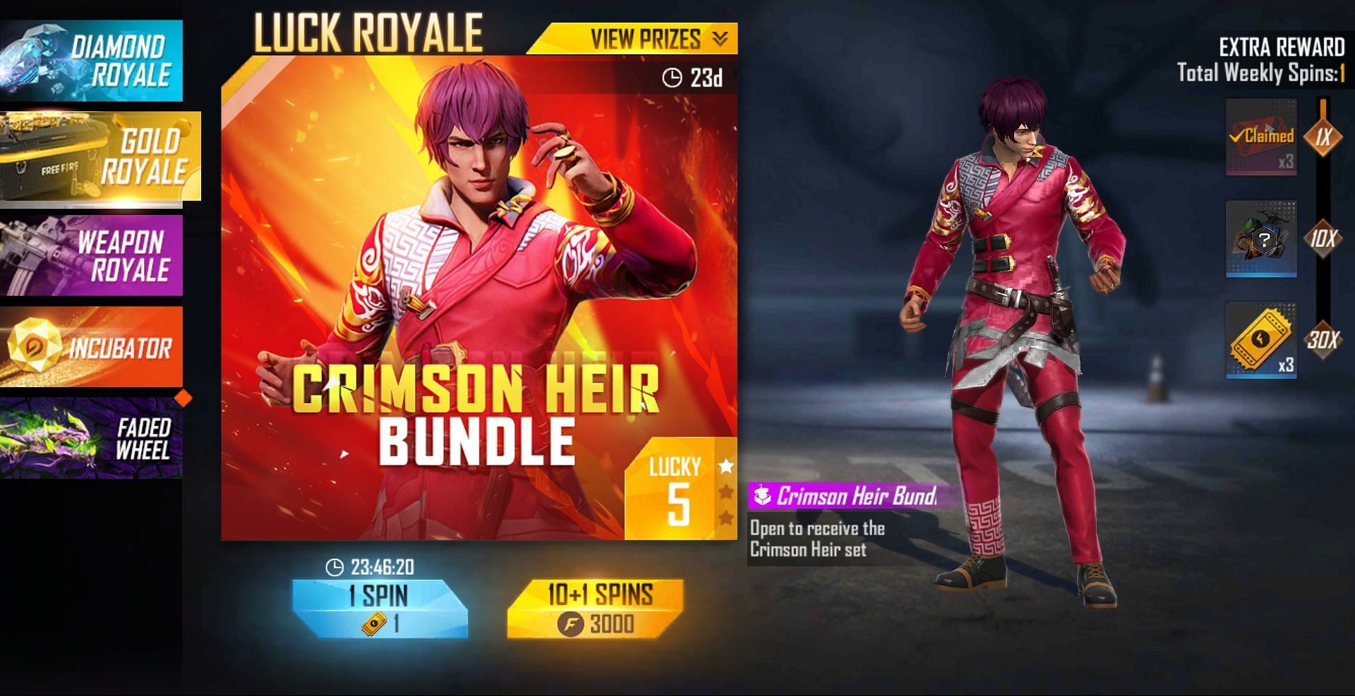 Gold Royale ends on the same day as the Clash Squad season in the game (Image via Free Fire)