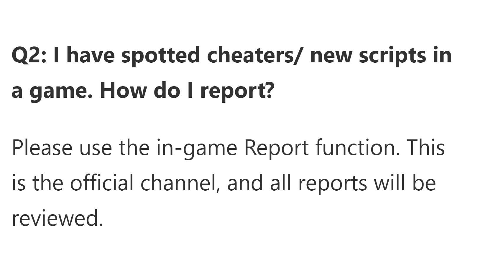 This is a snippet from the official Anti-Hack FAQ of Garena Free Fire (Image via Free Fire)