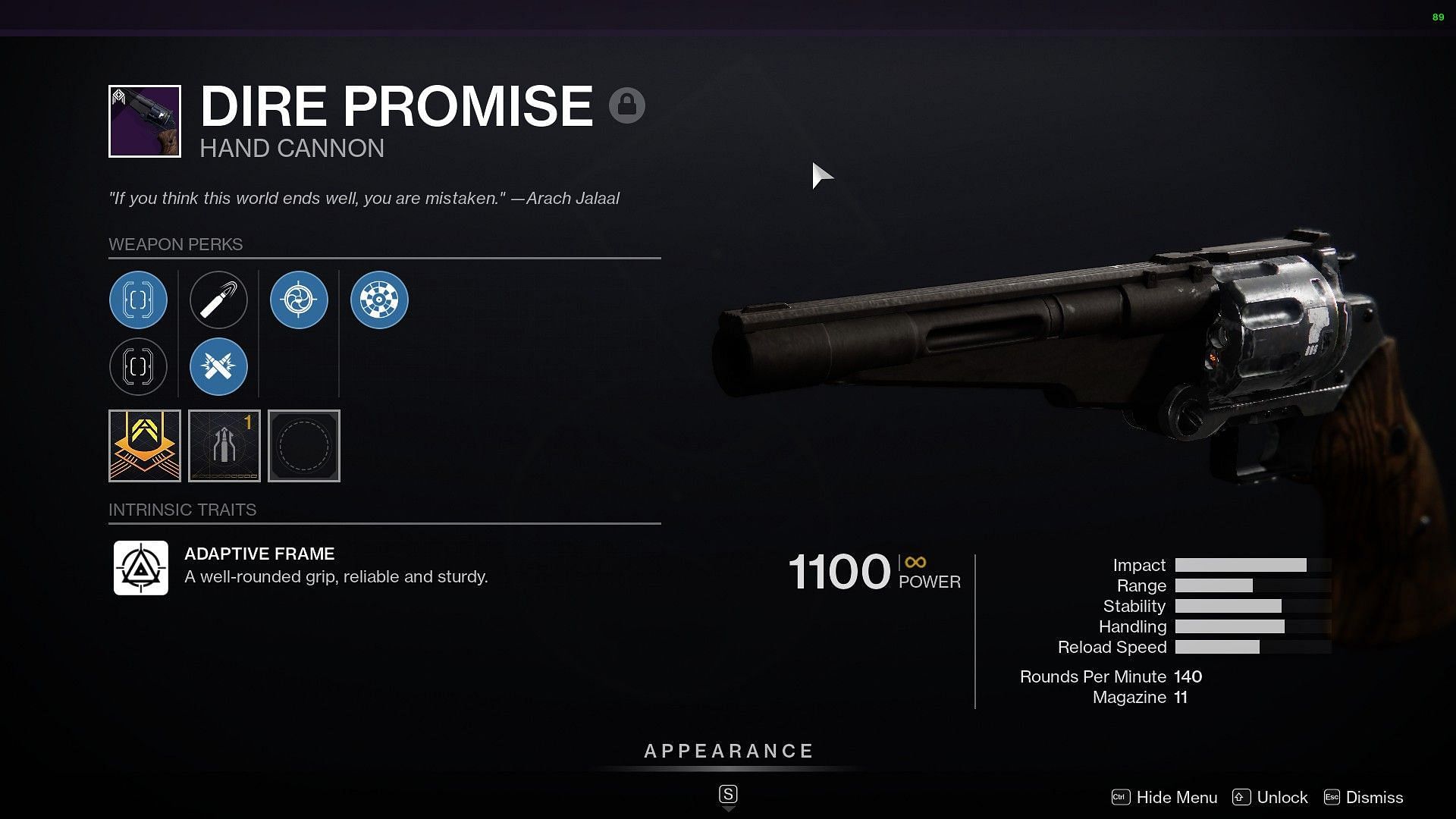 Dire Promise hand cannon (Image via Destiny 2)