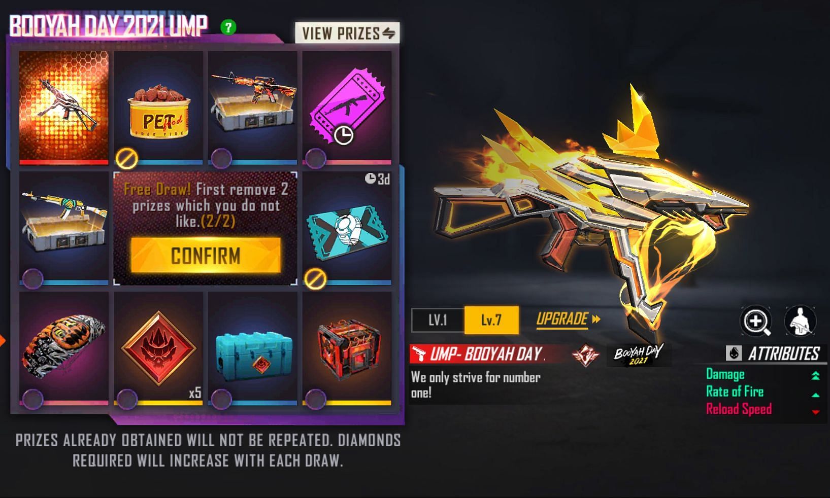 Two rewards need to be removed by the players (Image via Free Fire)