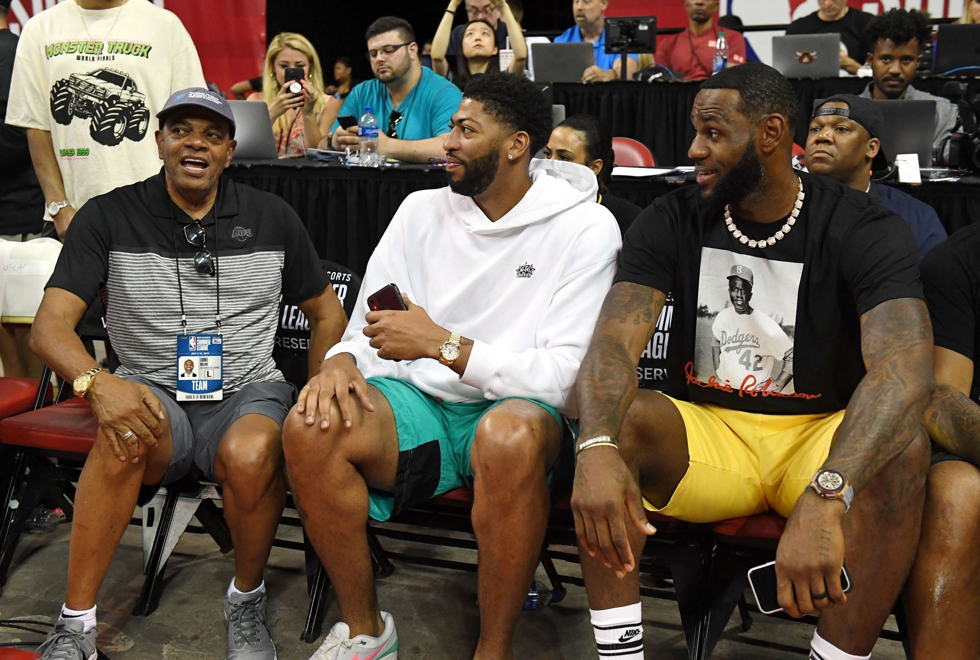 LeBron James (right) with LA Lakers teammate Anthony Davis.