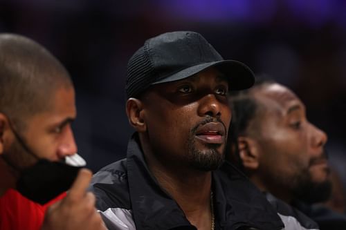 Serge Ibaka looks on during a game between the Denver Nuggets and the Los Angeles Clippers.