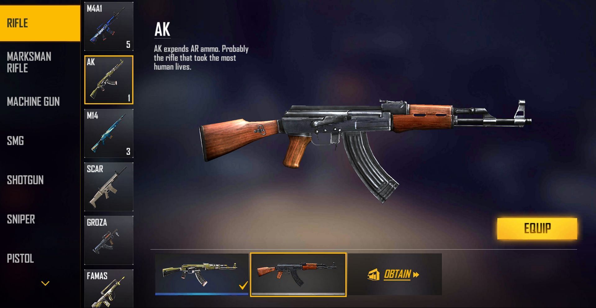 AK (Image via Free Fire)