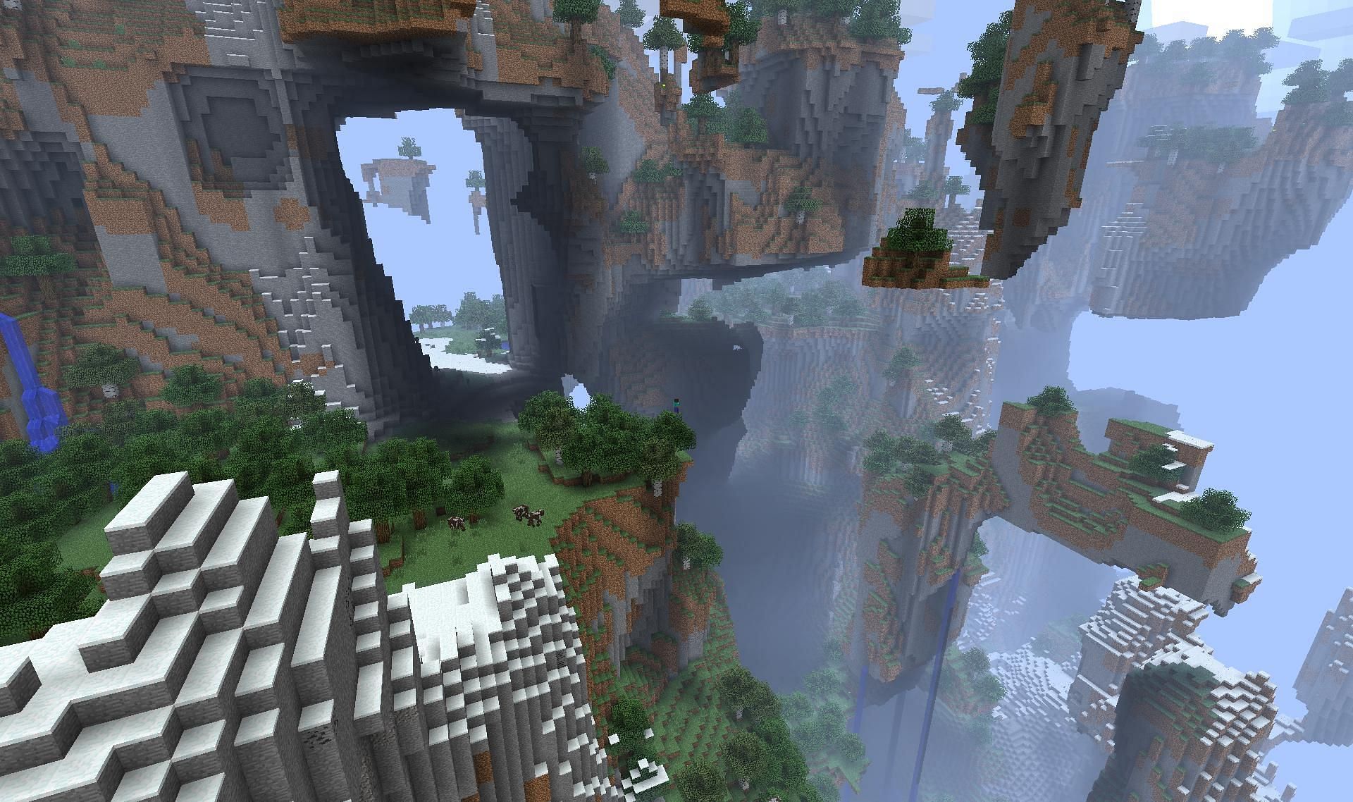 First iteration of Amplified world (Image via Minecraft Wiki)