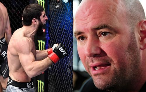 Islam Makhachev (left) and Dana White (right)