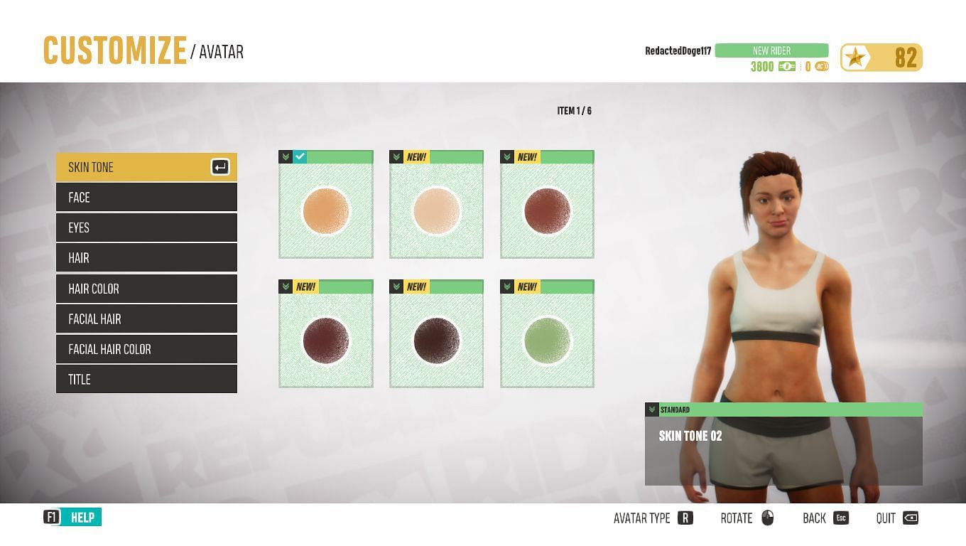 The character customizer (Image via Riders Republic)