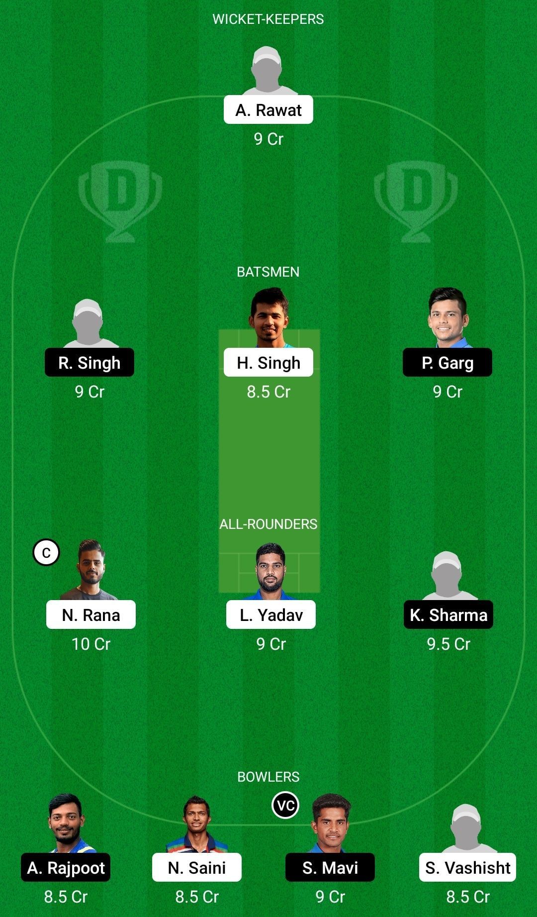 Dream11 Team for Delhi vs Uttar Pradesh - Syed Mushtaq Ali Trophy 2021-22.