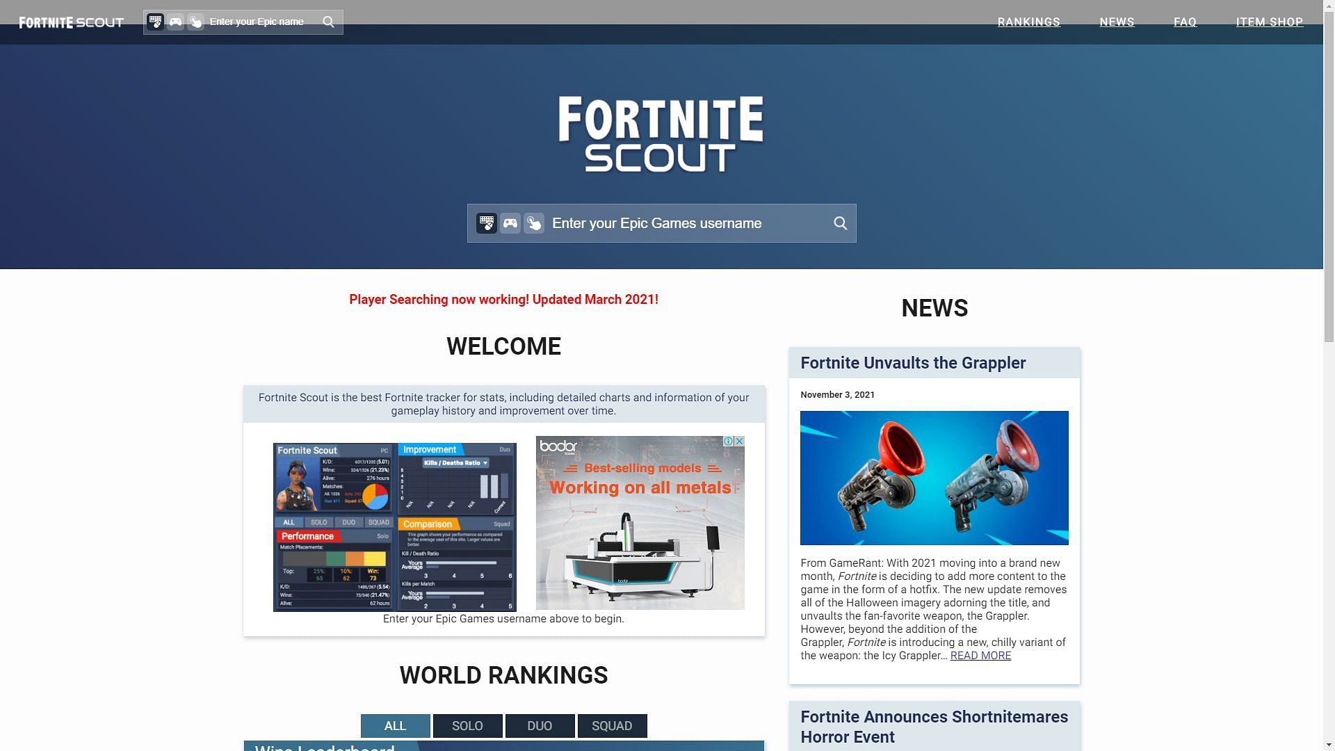 Fortnite Scout is simple and easy to use (Image via .fortnitescout.com )