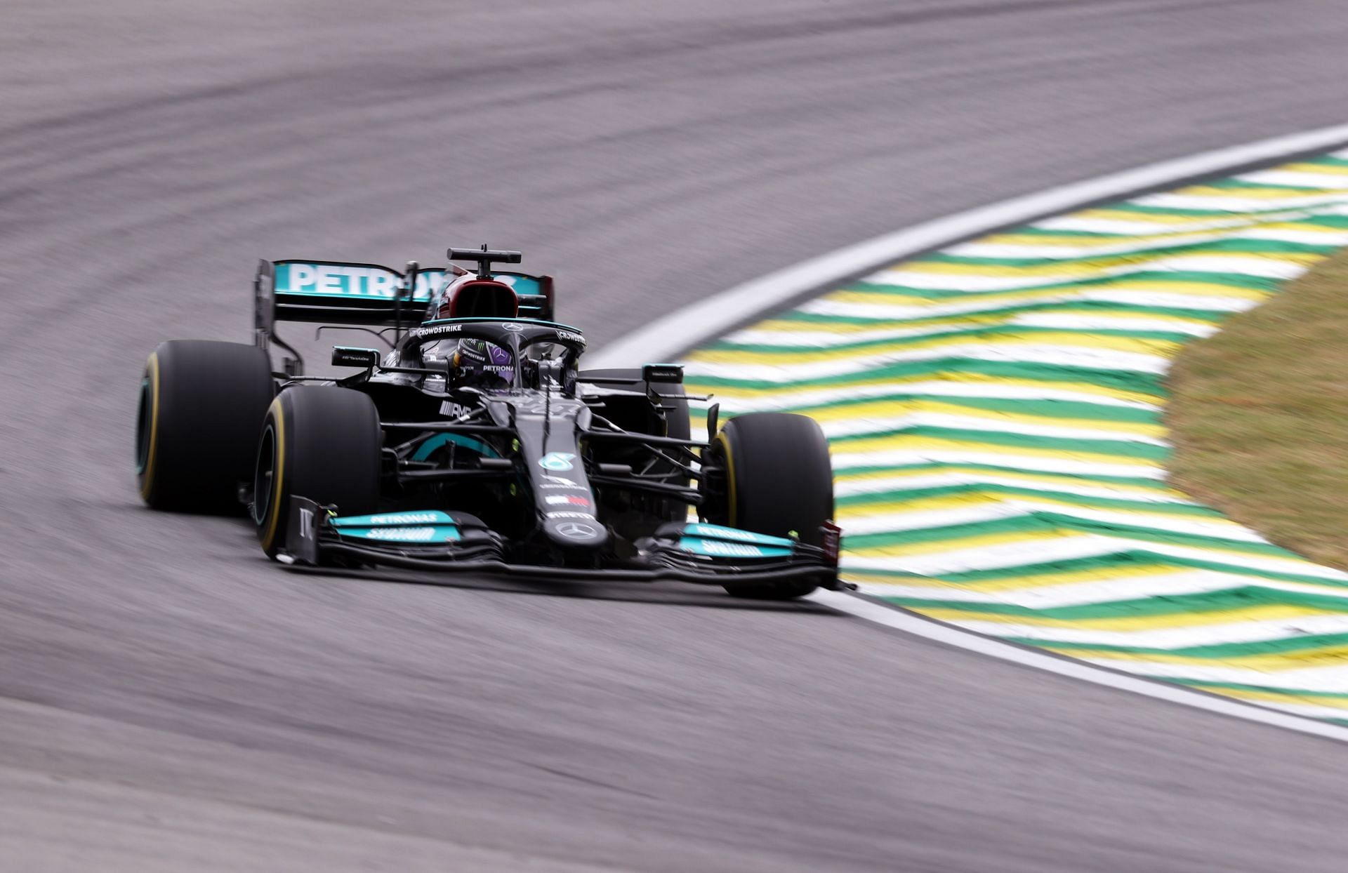 Lewis Hamilton tops FP1 ahead of the Brazil Grand Prix. (Photo by Lars Baron/Getty Images)