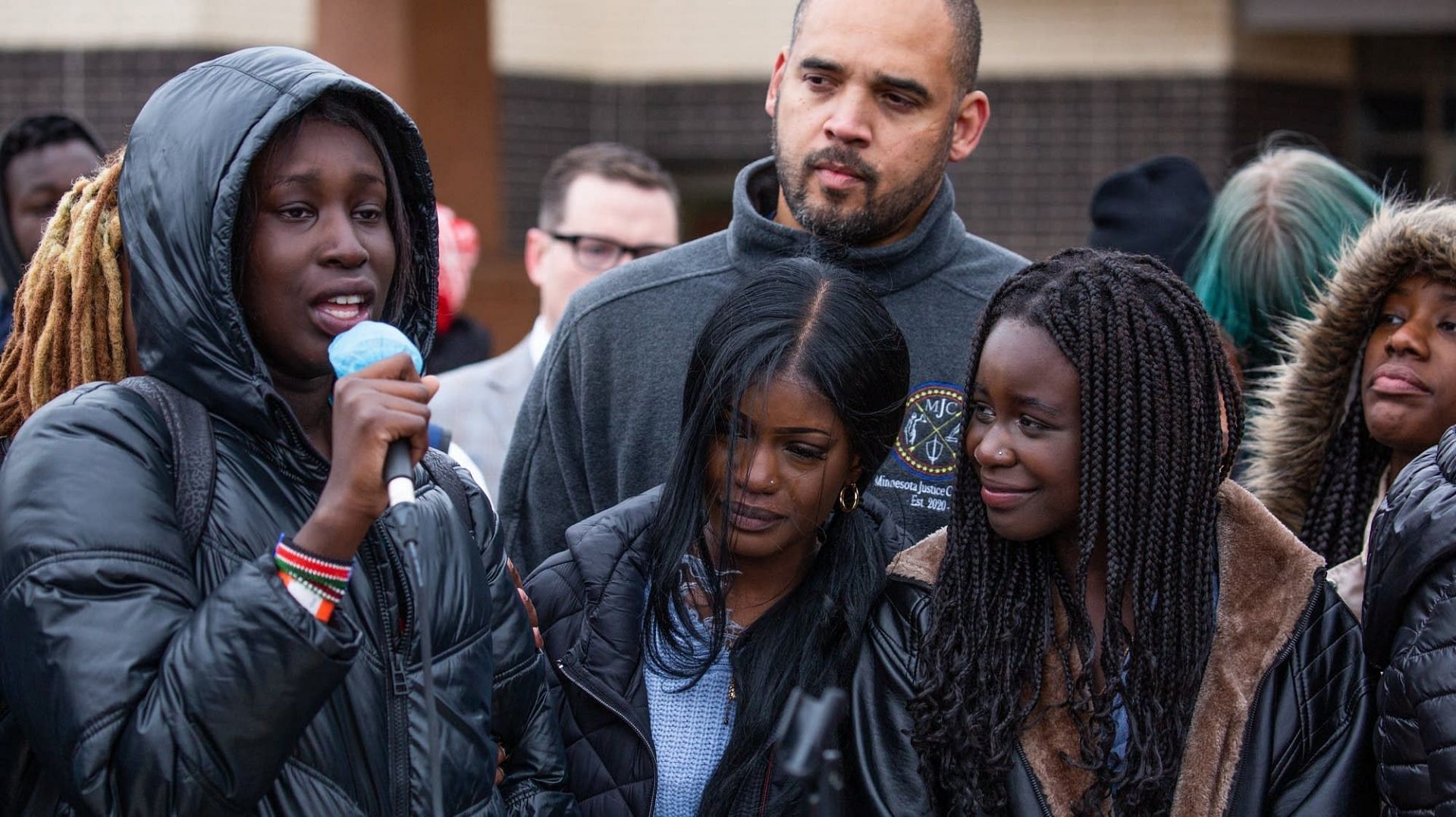 Prior Lake High School student Nya Sigin issues statement after racist video is posted against her. Nya seen far right in the above image. (Image via MPR News)