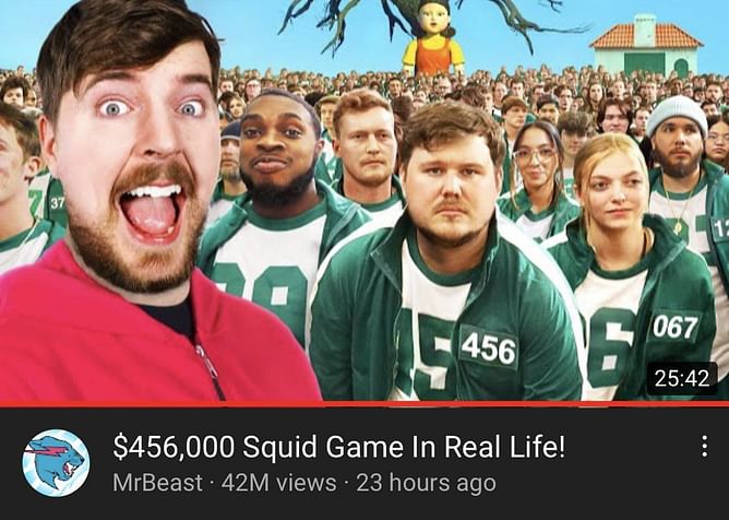 "I'm literally living the life of 13 year old me": MrBeast Squid Game video's success has the creator in disbelief