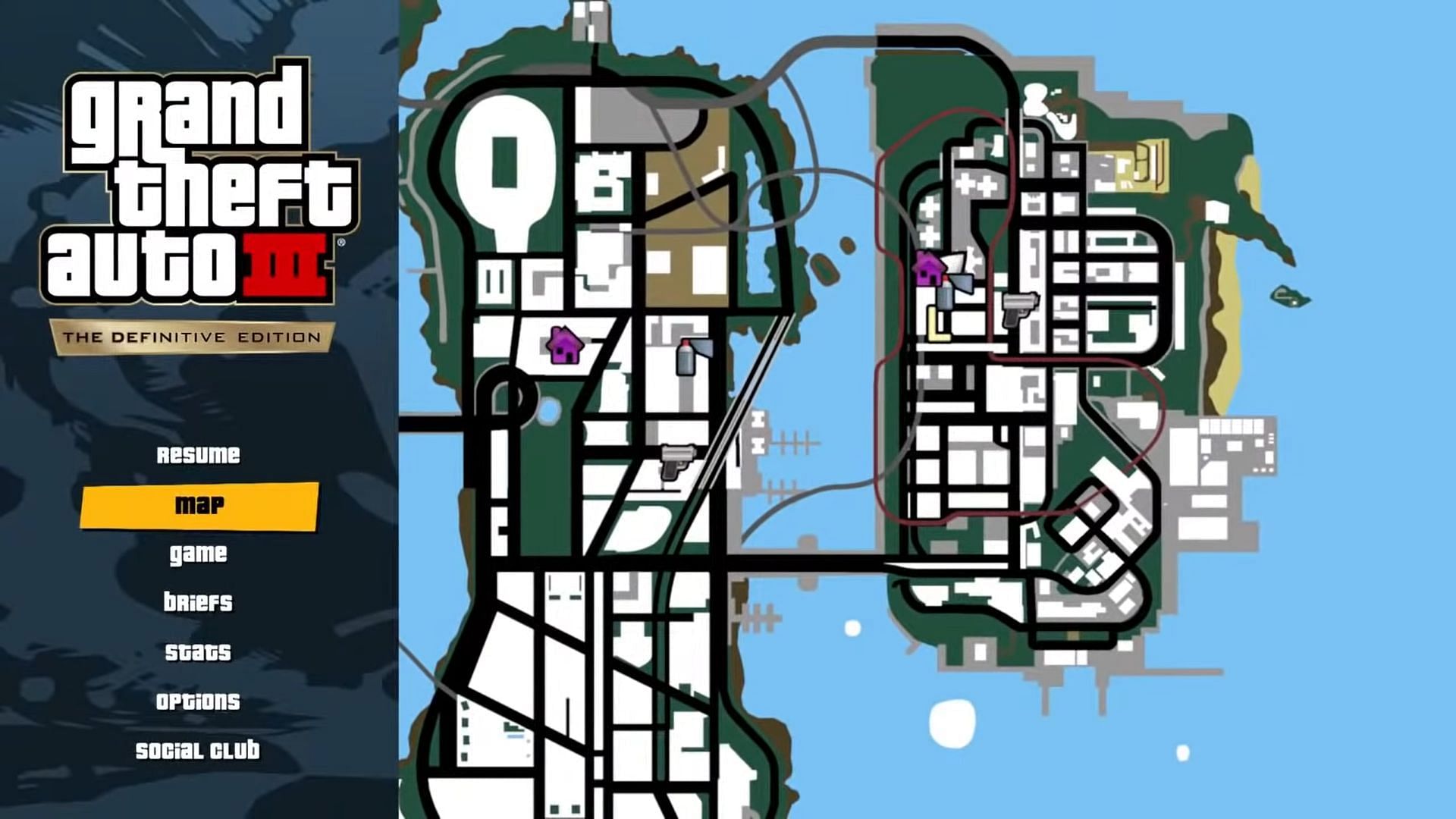 GTA Trilogy&#039;s new look for the map (Image via Sportskeeda)