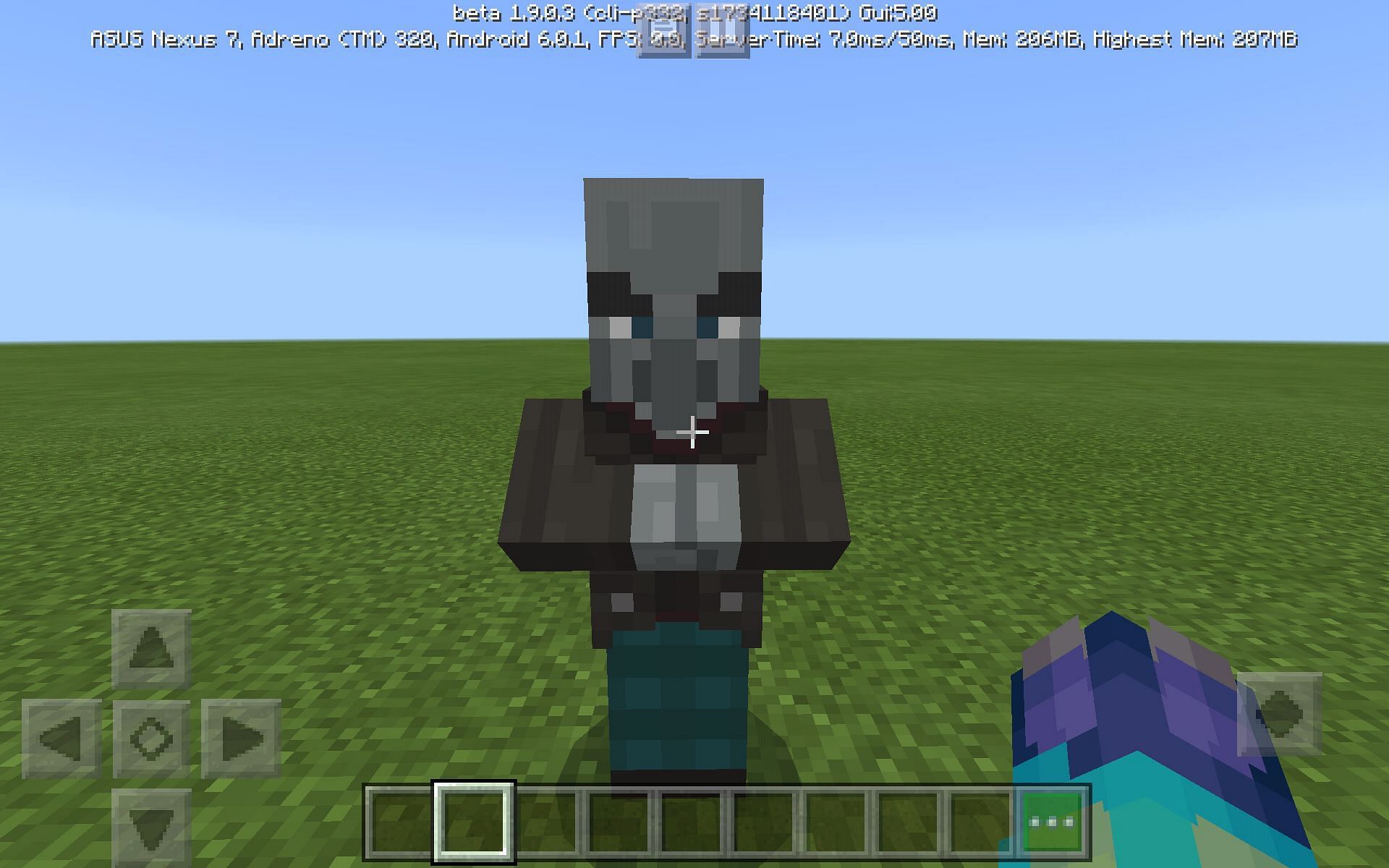 An unarmed Vindicator as seen in Minecraft: Pocket Edition (Image via Mojang).