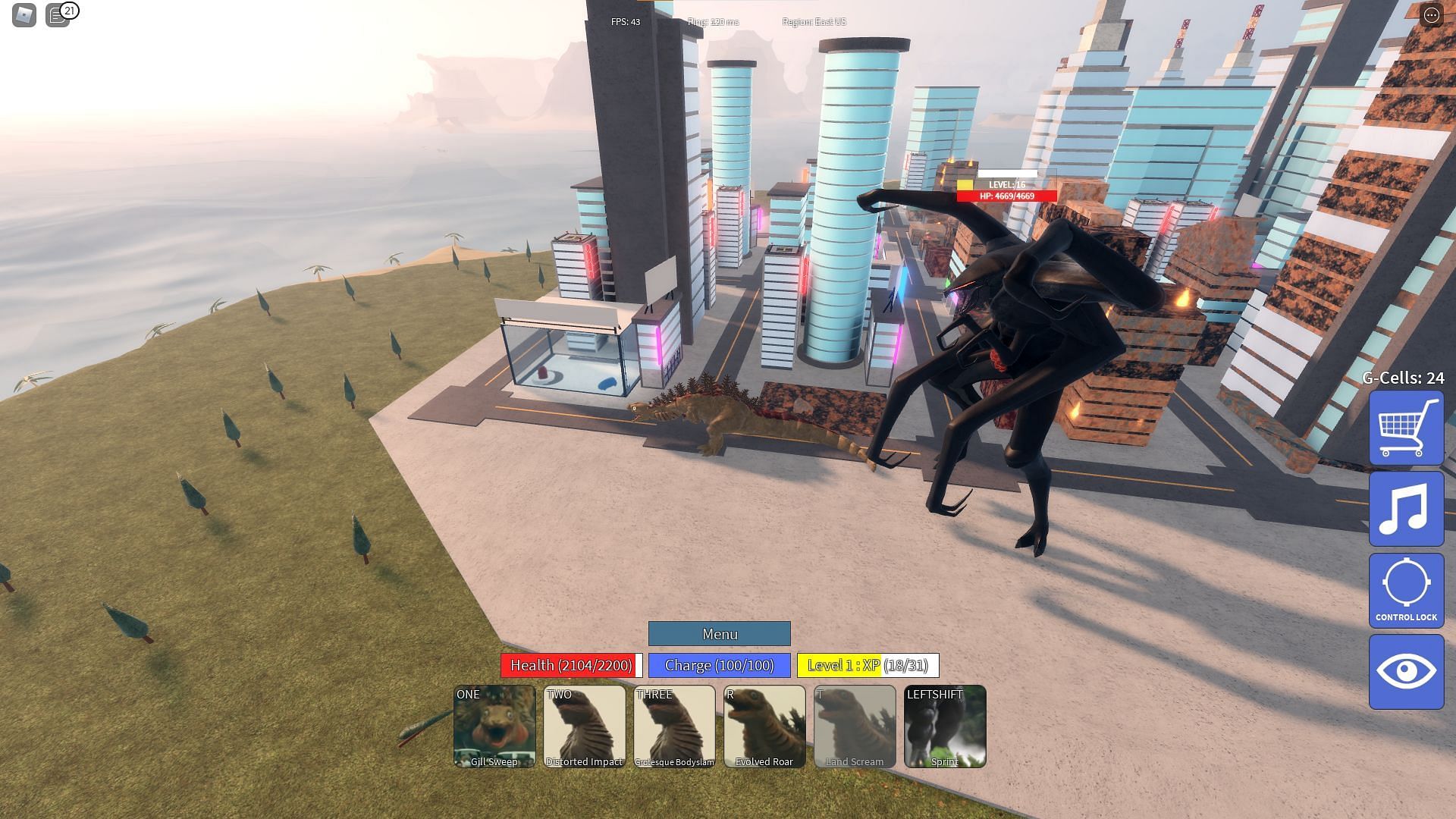 Attempting to survive in Kaiju Universe (Image via Roblox)
