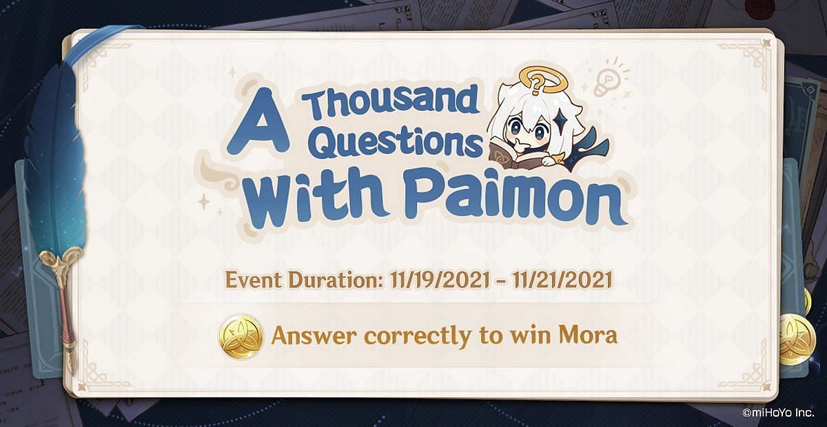 Genshin Impact has announced the &#039;A Thousand Questions with Paimon&#039; event (Image via miHoYo)