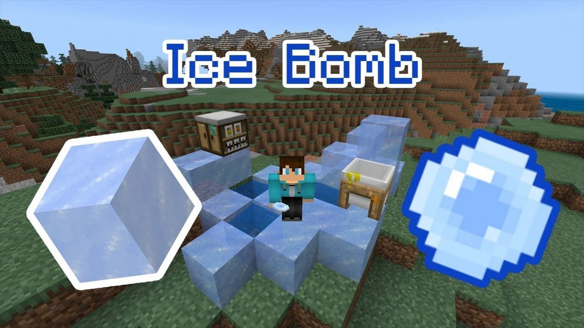 Ice bombs can be used to freeze water into ice (Image via Mojang/YouTube user Discite Neos)