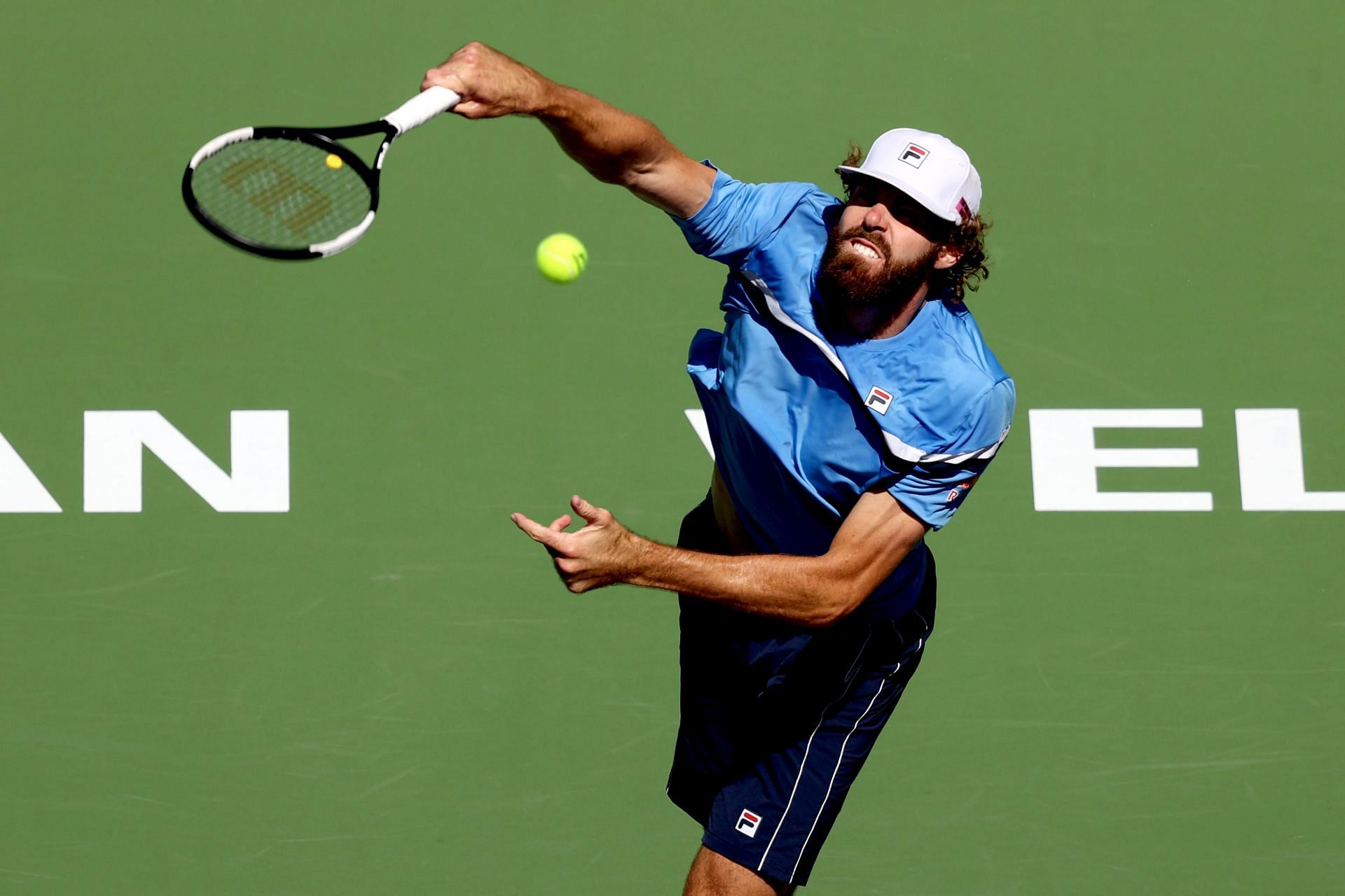 Reilly Opelka in action at the BNP Paribas Open