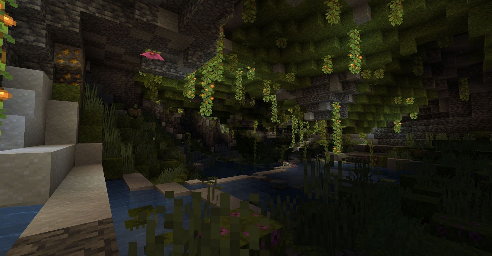 Lush caves are a new locale to find clay in (Image via Mojang)